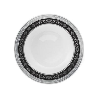 Black and Silver Round Plastic Plates - Royal