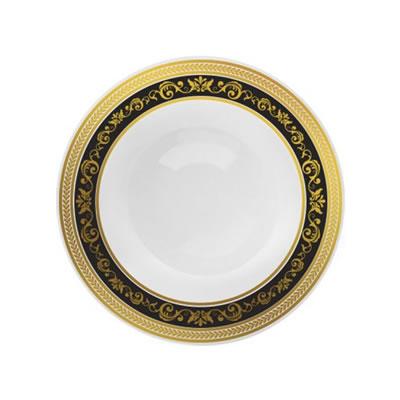 Black and Gold Round Plastic Plates - Royal