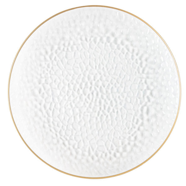 Clear and Gold Rim Hammered 13″ Round Plastic Charger Plate - 4 Pack