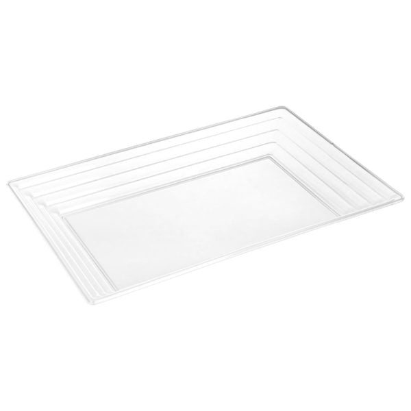Clear Leveled Rectangular Plastic Serving Tray - 2 Count