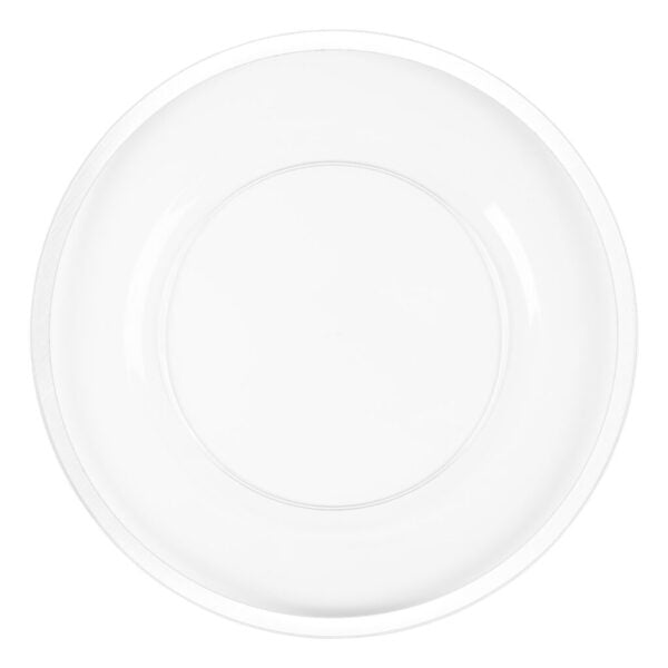 Clear and White Rim 13″ Round Plastic Charger Plate - 4 Pack
