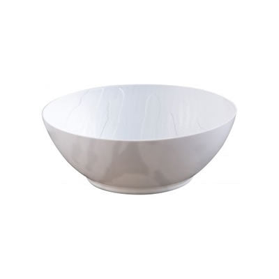 White Round Plastic Plates - Mahogany