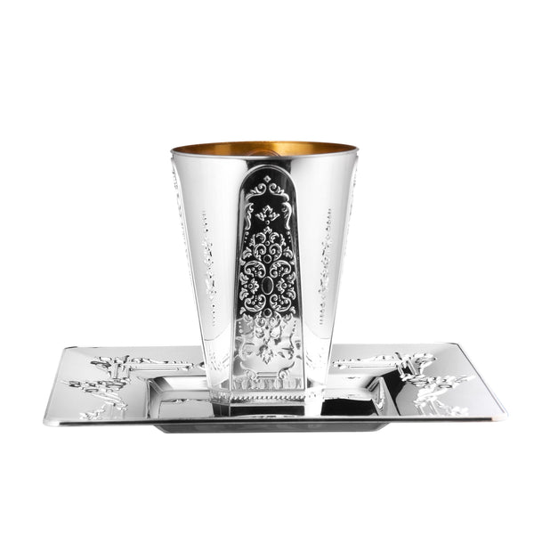 Square Kiddush Cups with Trays 5 Pack - Regal