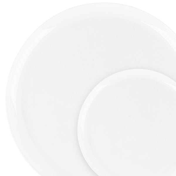 White Round Plastic Plates - Edge