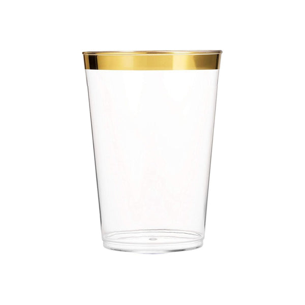 10 Oz Clear Plastic Tumblers With Gold Rim