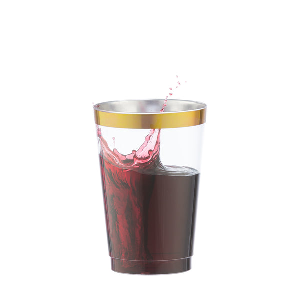 14 Oz Gold Plastic Cups Clear Plastic Tumblers With Gold Rim