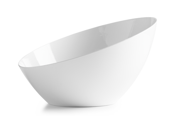 White Angled Plastic Serving Bowls - 5 Pack