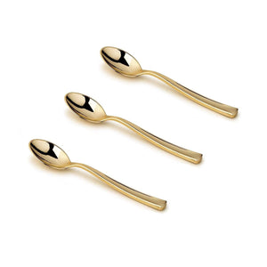 4 inch Mini Spoons Gold Plastic Tasting Spoon 72 Count - Posh Setting