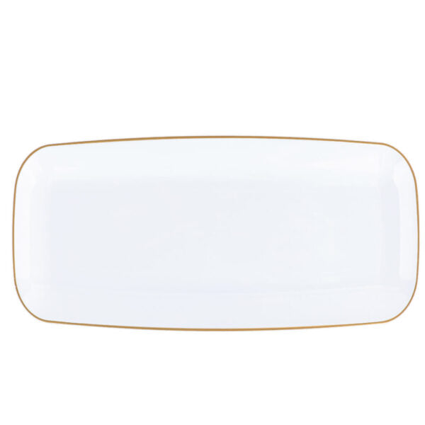 10.6 Inch Organic White and Gold Rectangle Serving Dish - 2 Pack