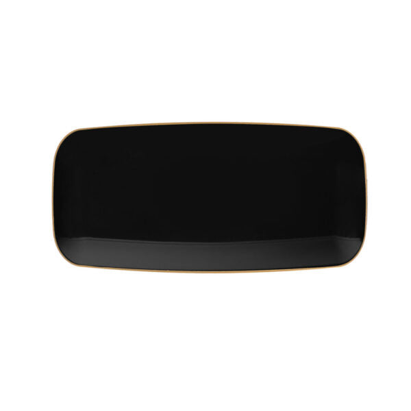10.6 Inch Organic Black and Gold Rectangle Serving Dish - 2 Pack
