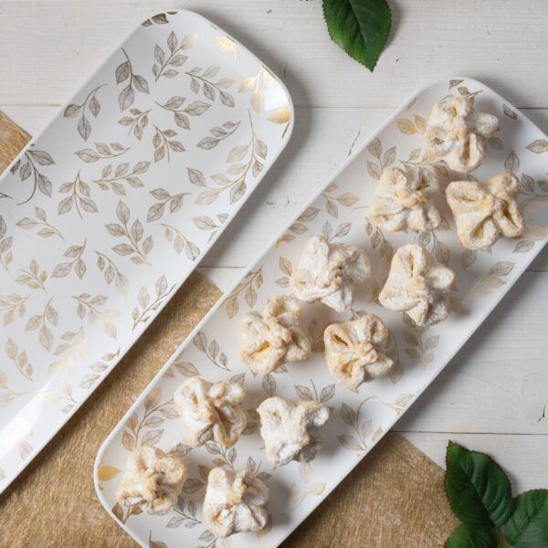 Organic Leaves White Rectangle Serving Dish - 2 Pack