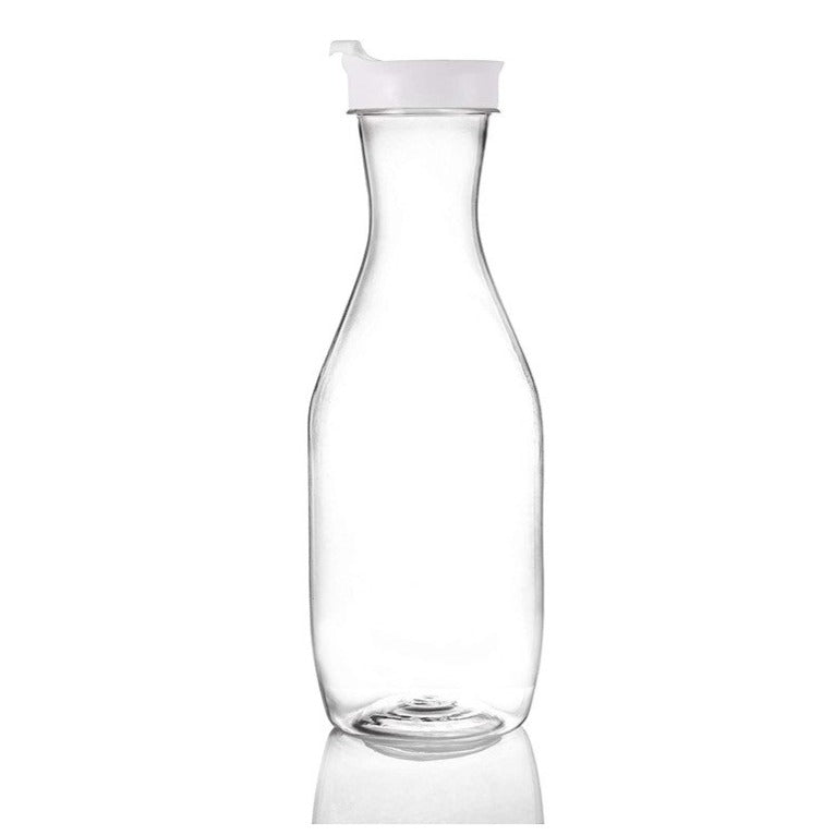  NETANY 50 Oz Water Carafe with Flip Top Lid, Set of 6 Square  Base Clear Plastic Juice Container Pitcher - for Water, Iced Tea, Juice,  Beverage, Lemonade, Milk and Mimosa Bar 