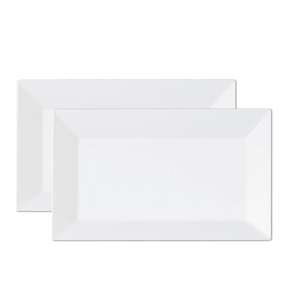 White Rectangle Plastic Dinner Plate 10 Pack - Splendid