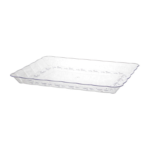 Scalloped Clear Rectangular Serving Tray - 2 Count