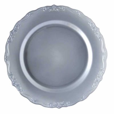 Silver Round Plastic Plates - Casual