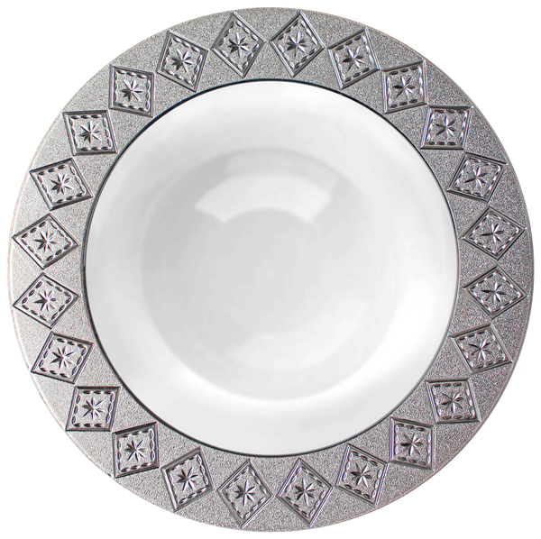 White and Silver Round Plastic Plates - Imperial