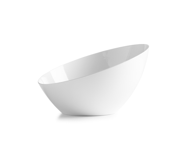 White Angled Plastic Serving Bowls - 5 Pack