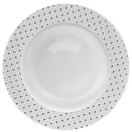 White and Silver Round Plastic Plates - Sphere