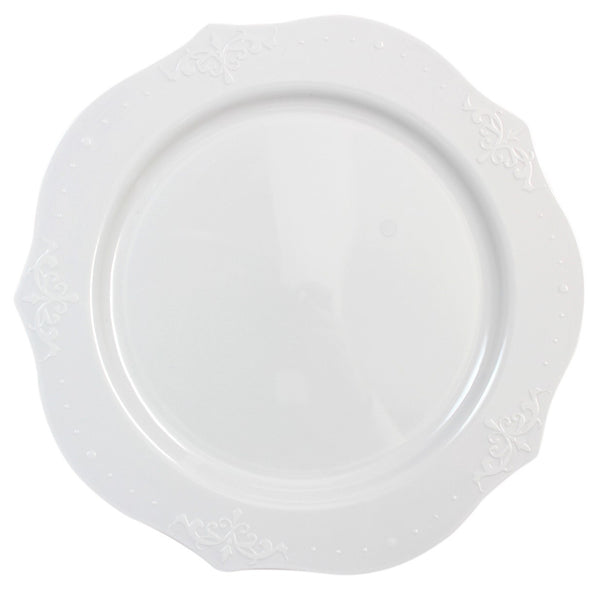 White Round Plastic Dinner Plate 20 Pack - Antique