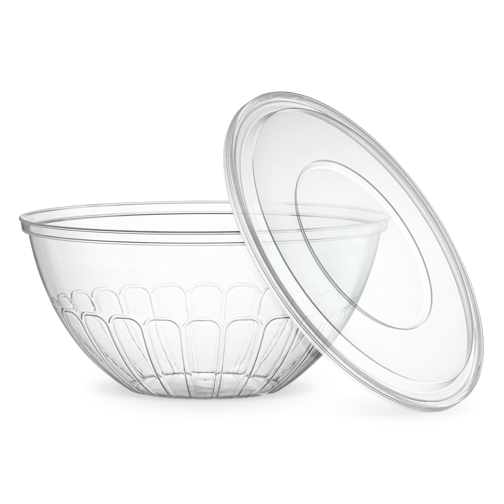 SJKI TRANSPARENT Plastic Salad Bowl With Lid, For Restaurant, Set